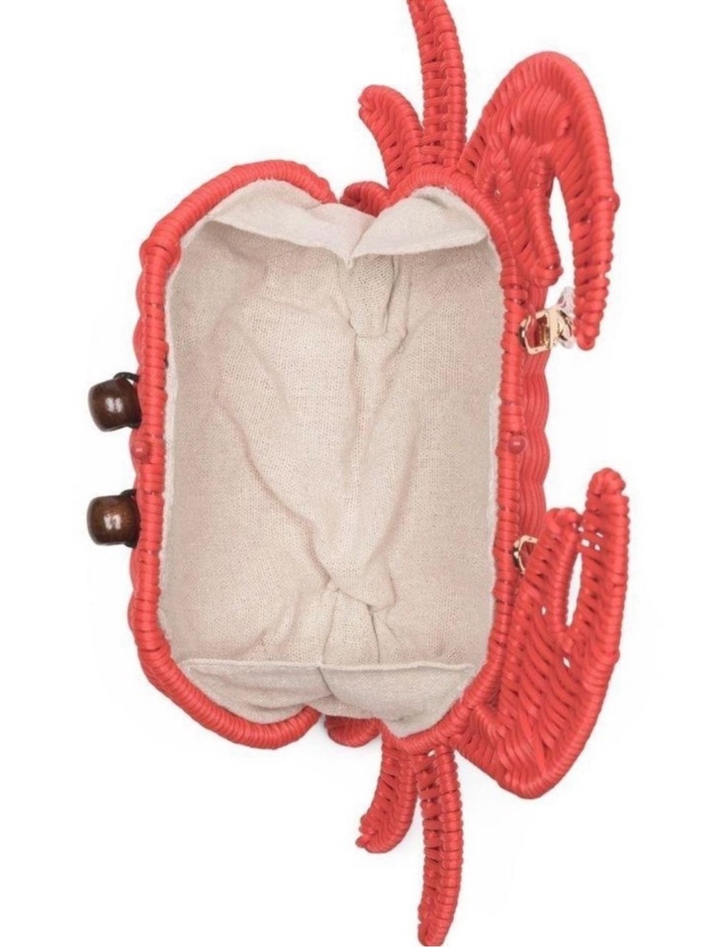 Tommy Bahama VIRAL Crab Red Wicker  Crossbody Bag Beaded Handle & Gold Chain - Picture 6 of 12